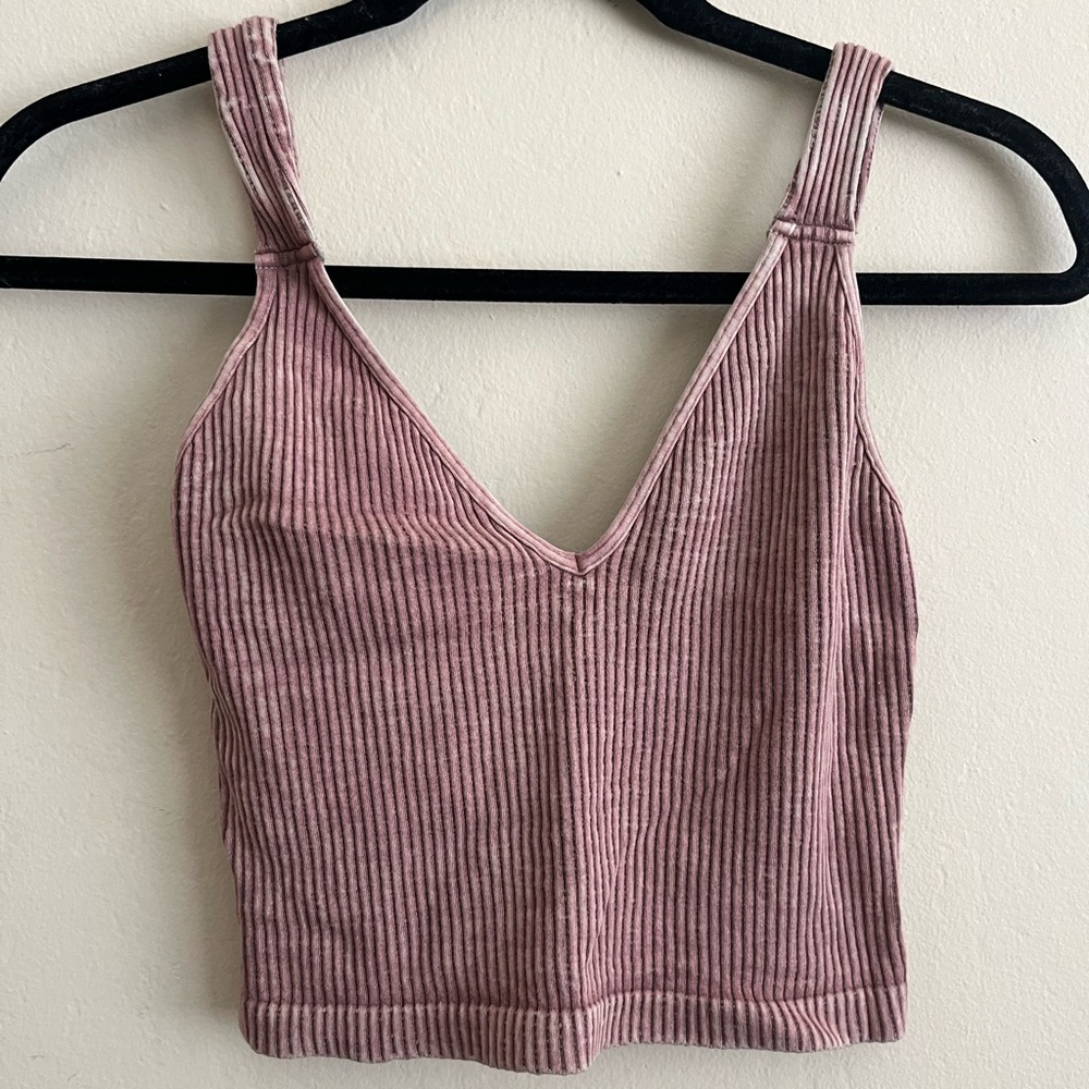 Intimately Free People Pink Washed Seamless Crop Ribbed Tank Top sz XS/S - Picture 2 of 4